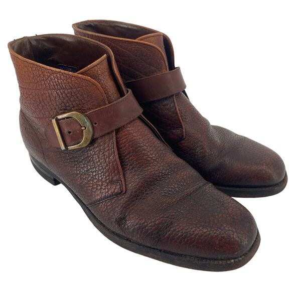 Florsheim Other - Rare Vintage FLORSHEIM ankle boot pebble leather mens size 10.5 D US made brown